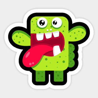 Funny green monster. Green cactus monster Sticker